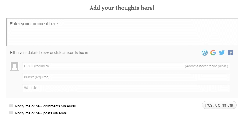 Jetpack Modules To Customize Your WordPress Blog - Comments Login Options Jetpack Module Comments Login Options for WordPress, Google, Twitter & Facebook