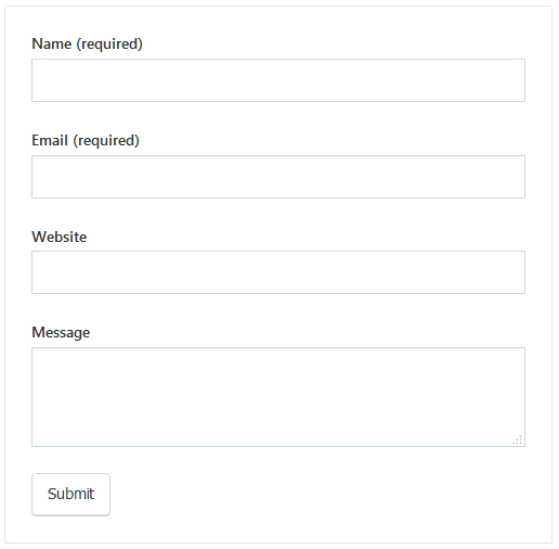 JetPack WordPress Contact Form default layout in the Visual Editor