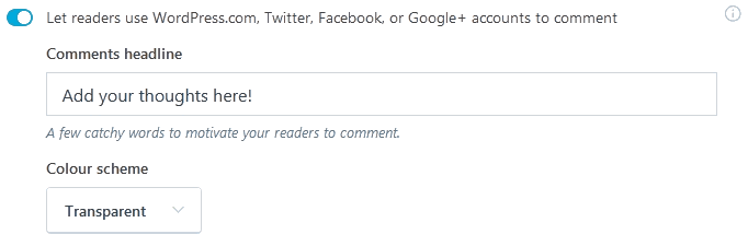 Jetpack Plugin Comments Module Feature Jetpack Plugin Comments Module with options for headline and colour scheme
