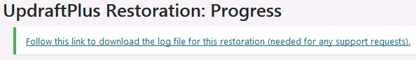 restore wordpress from backup full restore log details Updraftplus restore wordpress from backup full log download details