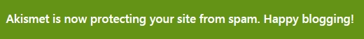 WordPress spam plugin Akismet successfully connected WordPress spam plugin Akismet message confirming the connection was successfully complete