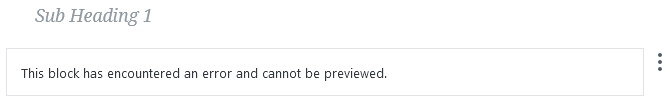 WordPress Gutenberg editor button error message