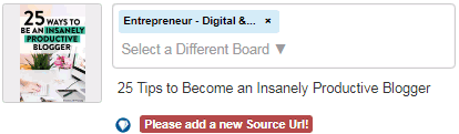 Pin in the Tailwindapp that has the 'Please add a new Source URL!' error