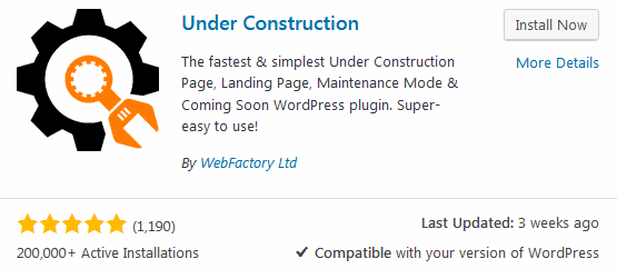 Download screen for WordPress coming soon plugin Under Construction page