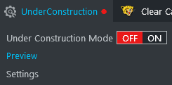 The WordPress coming soon plugin top toolbar icon for Under Construction page