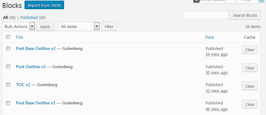 Wordpress gutenberg reusable blocks new management screen