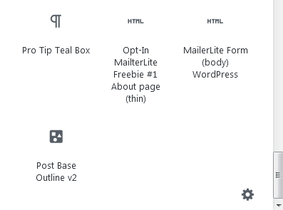 Manage wordpress gutenberg reusable blocks tiny cog hidden in the add new block menu