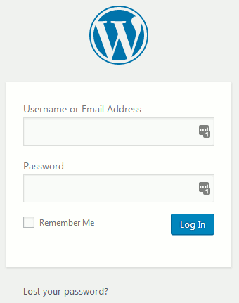 WordPress admin dashboard login URL screen, with lost your password option at the bottom