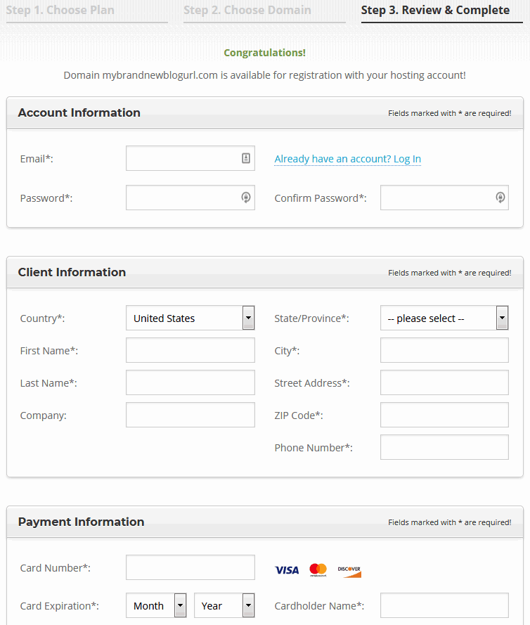 How To Start A WordPress Blog On Siteground Form To Enter Contact And Payment Details