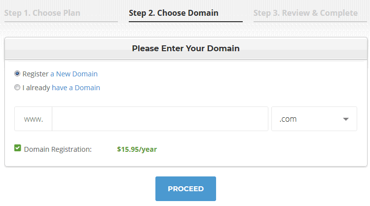 How To Start A WordPress Blog On Siteground Using The Form To Register A New Domain