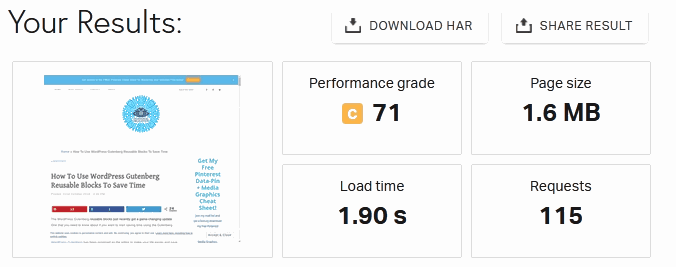 Pingdom website speed test when using MiloTree