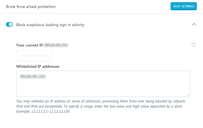 WordPress security tips showing how to set the Jetpack Plugin's brute force attack protection