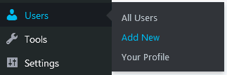 WordPress security tips option to go into the users then add new sidebar menu