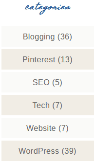 Example Of The WordPress Categories Widget Being Used As A WordPress Menu In The Sidebar
