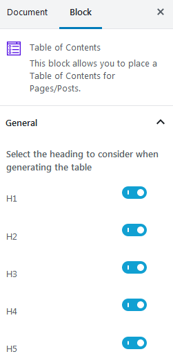 Ultimate Addons Table Of Contents Settings For General And Headings