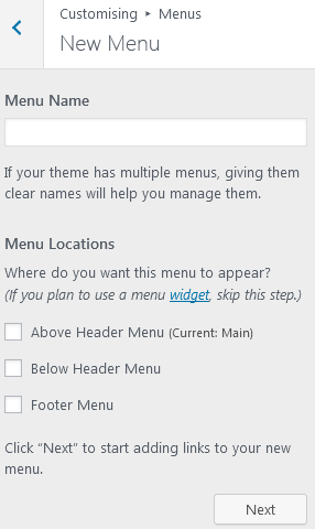Wordpress Customize Screen For Creating A New WordPress Menu