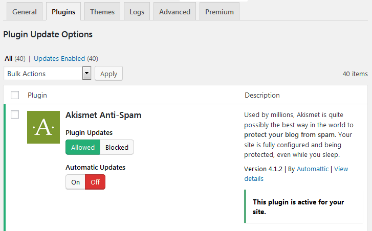 How To Enable Or Disable The Updates For Each WordPress Plugin Using The Easy Updates Manager Plugin For WordPress