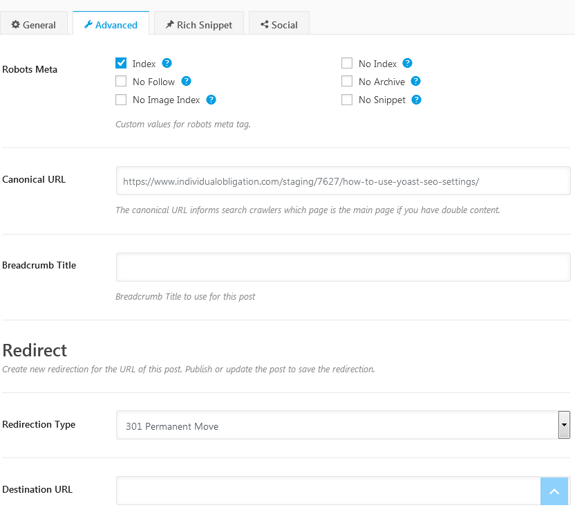 Rank Math Advanced Settings Tab For Customizing Nofollow Indexing Breadcrumbs Redirects More