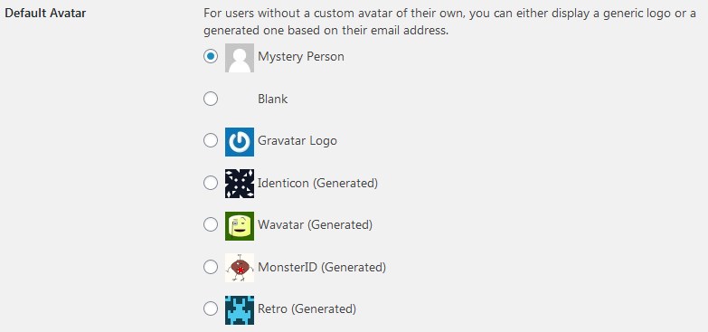 Wordpress Comment Settings To Set Default Comment Avatar Shown