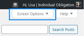 Wordpress Screen Options Tab On The Top Toolbar Of The WordPress Dashboard