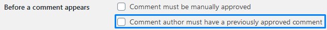 Comment Author Must Have A Previously Approved Comment For It To Be Approved Automatically In WordPress