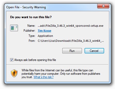 Wordpress Ftp Filezilla Run Security Warning