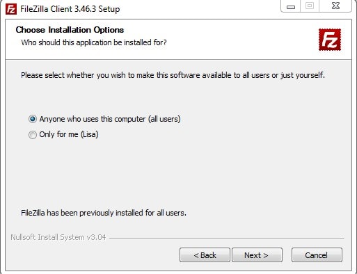 Wordpress Ftp Filezilla Settings To Install User Selection