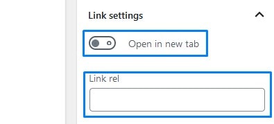Wordpress Link Settings For Button Blocks