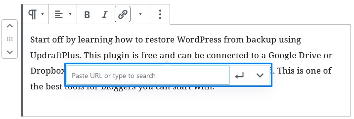 Using WordPress Gutenberg Type In Your Internal Links Url
