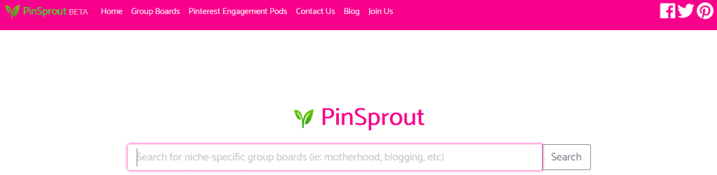 Pinterest group boards new website called pinsprout for searching for boards