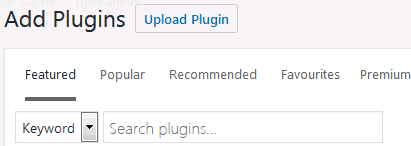 WordPress plugins search bar within the WordPress.org dashboard