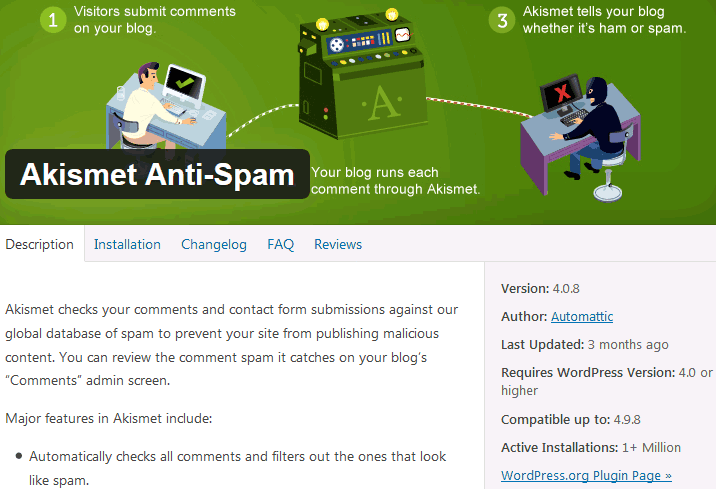All the information of the WordPress plugins that shows up when you click on More Details