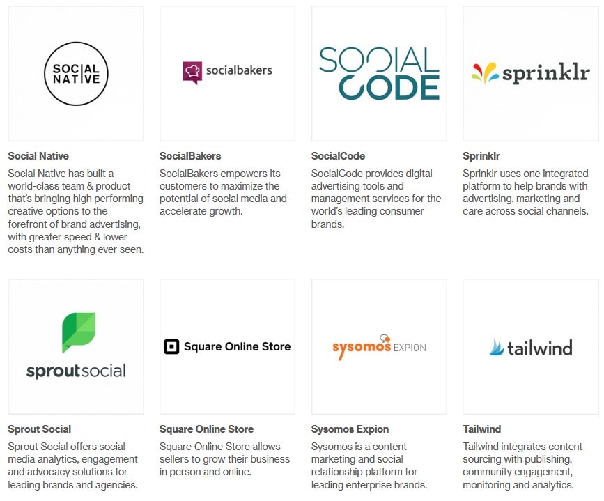 Some Of The Pinterest Approved Partners Listed On Their Website Including Tailwind