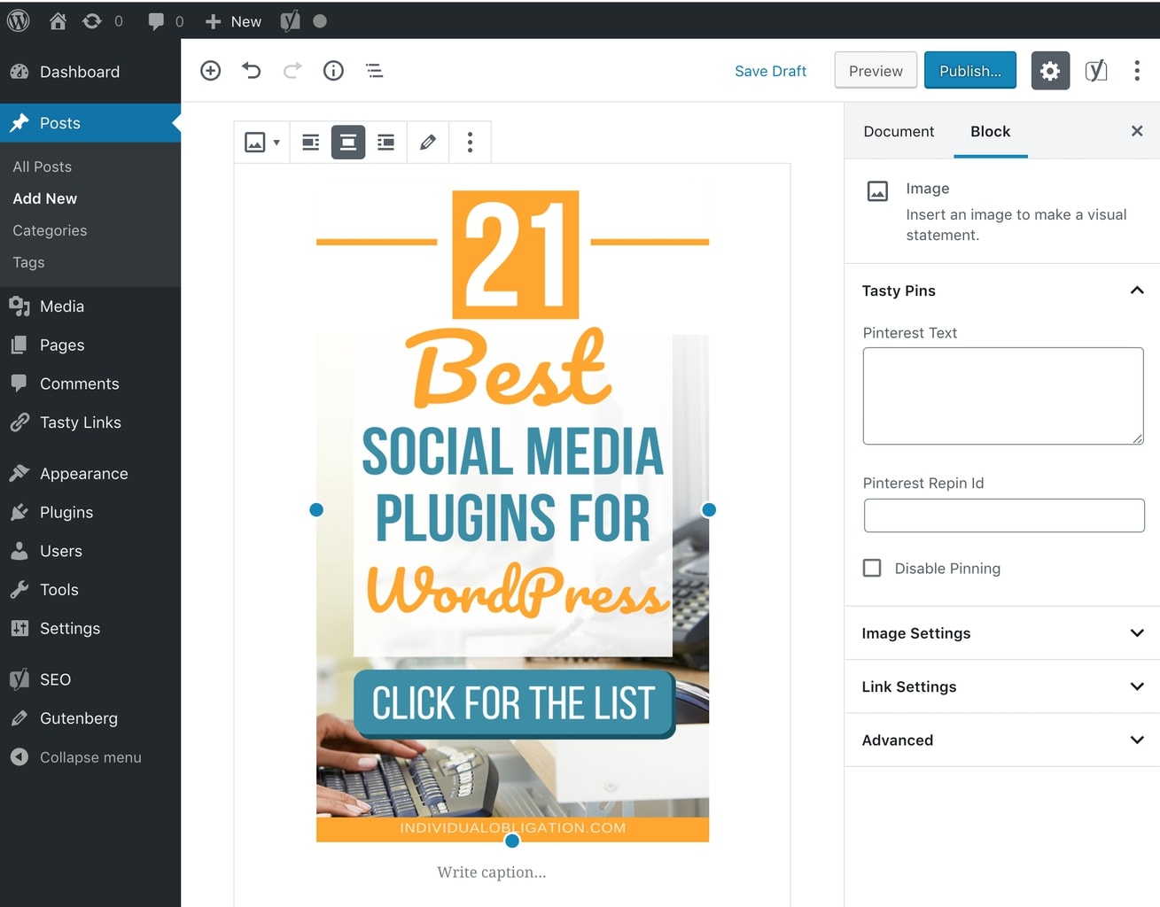Wp Tasty Pins Gutenberg Block Friendly Version