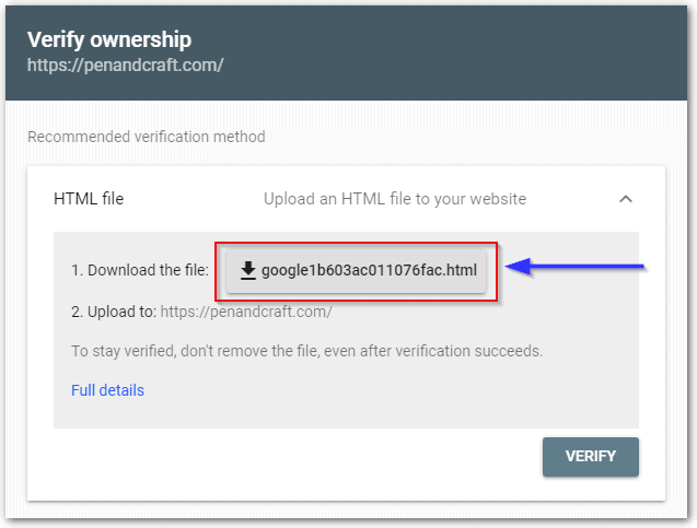 How To Download Html File To Verify Ownership To Setup Google Search Console 2