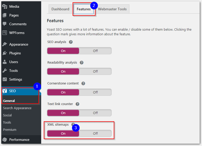 Where To Enable Xml Sitemaps Using Yoast Seo To Install Them Into The Google Search Console