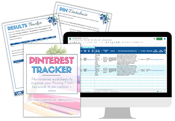 Pinterest Tracker Google Sheets Worksheet For Keywords Pin Datebase Mockup White Bg
