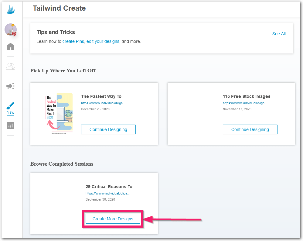 Tailwind Create How To Create More Designs Later Using The Same Settings To Save Time