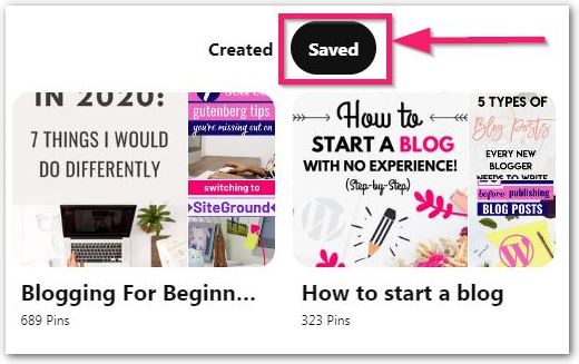 Pinterest Profile Option To See Boards Under Saved Tab 2