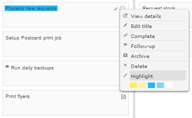 Sortd item options including highlight list item being set to blue