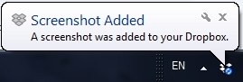 Dropbox Screenshots notification message