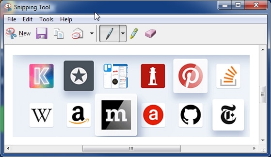 Snipping Tool screenshots preview & post-editing window