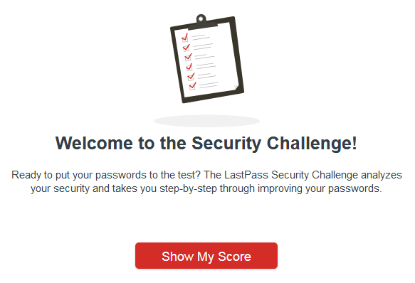 LastPass Security Challenge show score