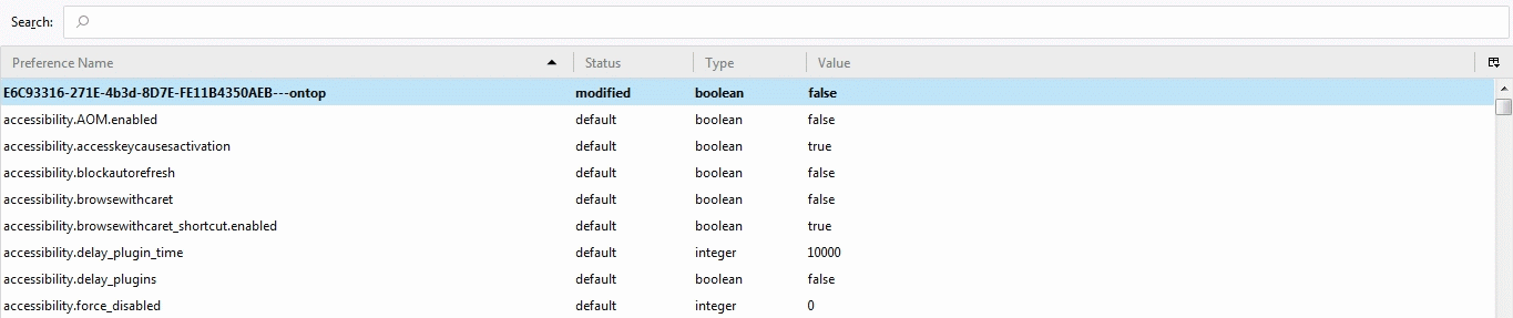 Firefox New Tab Opening Blank about:config list of all possible settings