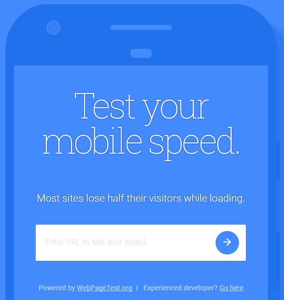 The website speed test tool - think with google mobile speed test user-interface
