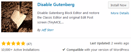 How to disable WordPress Gutenberg using the disable gutenberg wordpress plugin