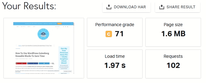 Pingdom website speed test without any Pinterest widget installed