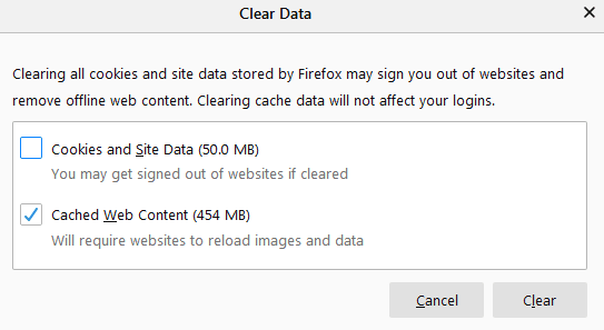 The Settings To Use To Clear All Cache Data In Firefox