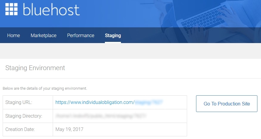 Wordpress Staging Site Using Bluehost From Within The WordPress Staging Site Menu