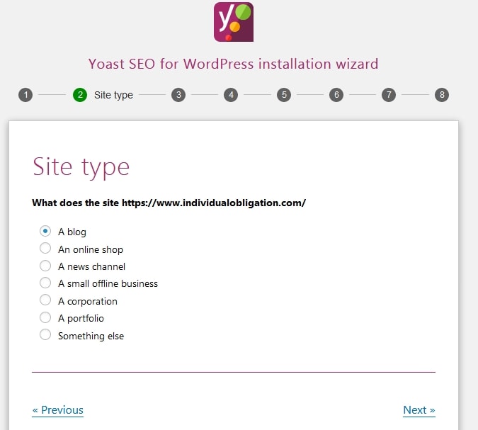 The Yoast Seo Wizard Settings For Setting A Website Type Such As Blog 2